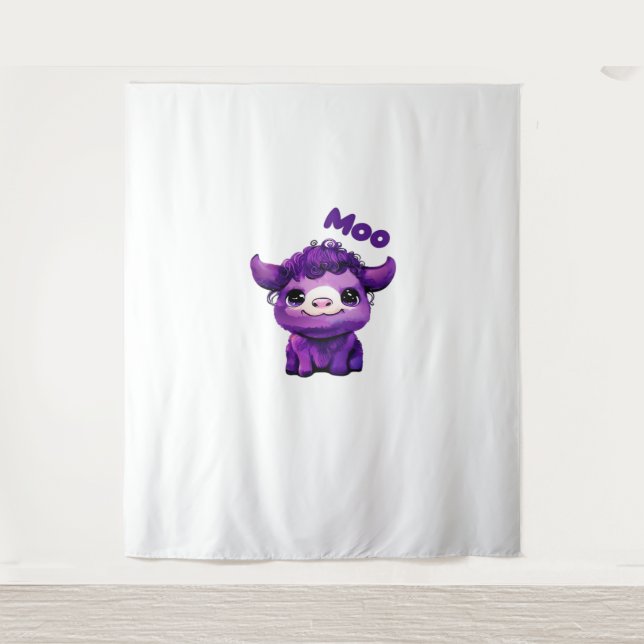 Purple Cow Oversized T-Shirt Tapestry (Front)