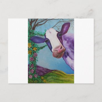 Purple Cow Postcard by LauraBarbosaArt at Zazzle