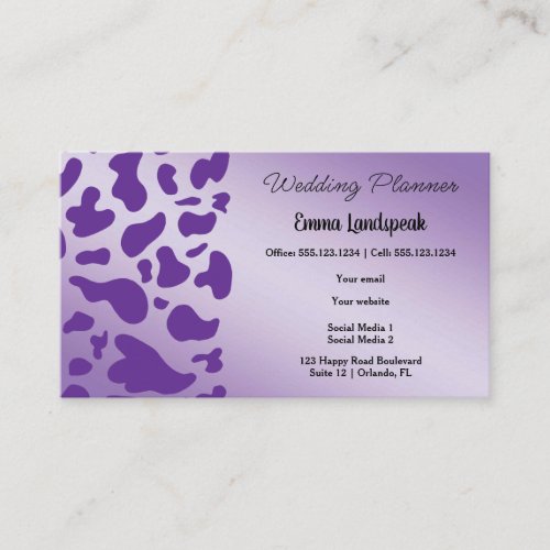 Purple Cow Print  Purple Metallic  Business Card