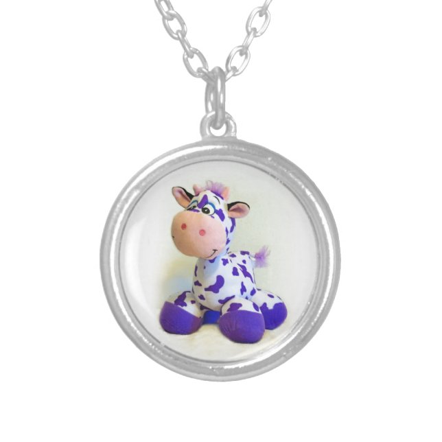 Purple Cow Silver Plated Necklace (Front)