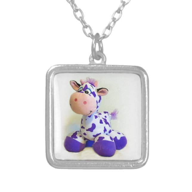 Purple Cow Silver Plated Necklace (Front)
