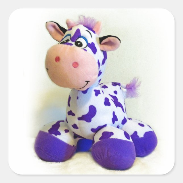 Purple Cow Square Sticker (Front)
