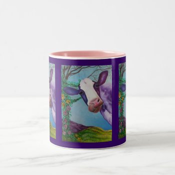 Purple Cow Two-tone Coffee Mug by LauraBarbosaArt at Zazzle