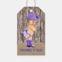 Purple Cowgirl Baby Shower Gift Tags