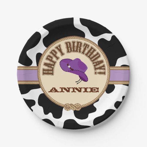 Purple Cowgirl Birthday Customizable Plates