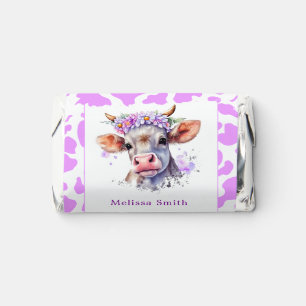 Purple Cowprint Floral Cow Custom Baby Shower Hershey's Miniatures