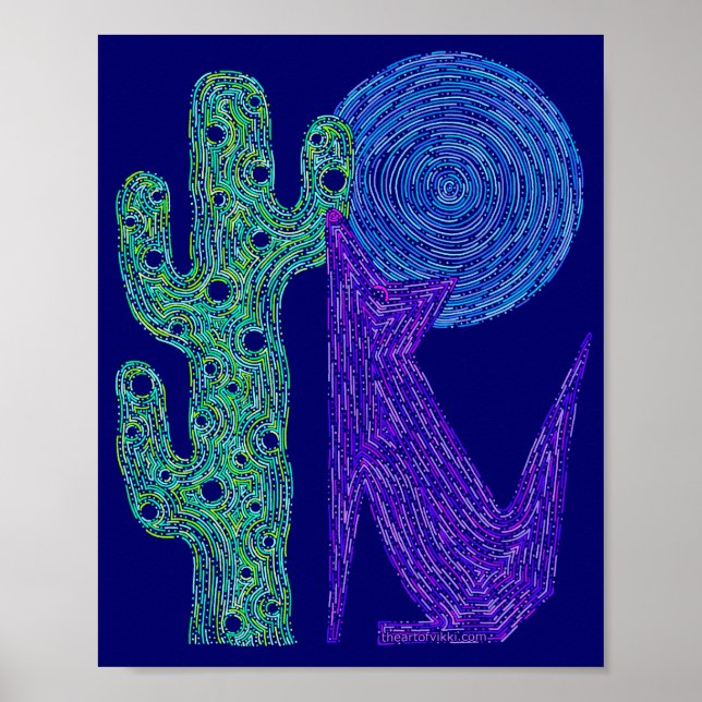 Purple Coyote Wolf Colorful Southwestern Design Poster (Front)