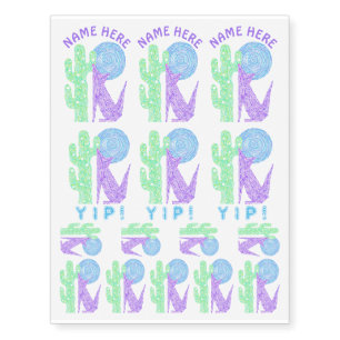 Purple Coyote Wolf Colorful Southwestern Design Temporary Tattoos