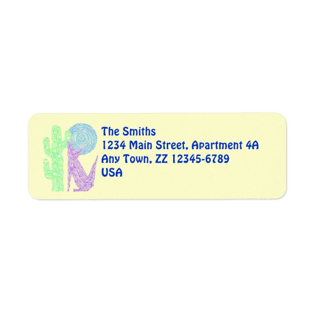 Purple Coyote Wolf Southwestern Design Label (Front)