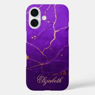 Purple Cracked Texture iPhone 16 Case