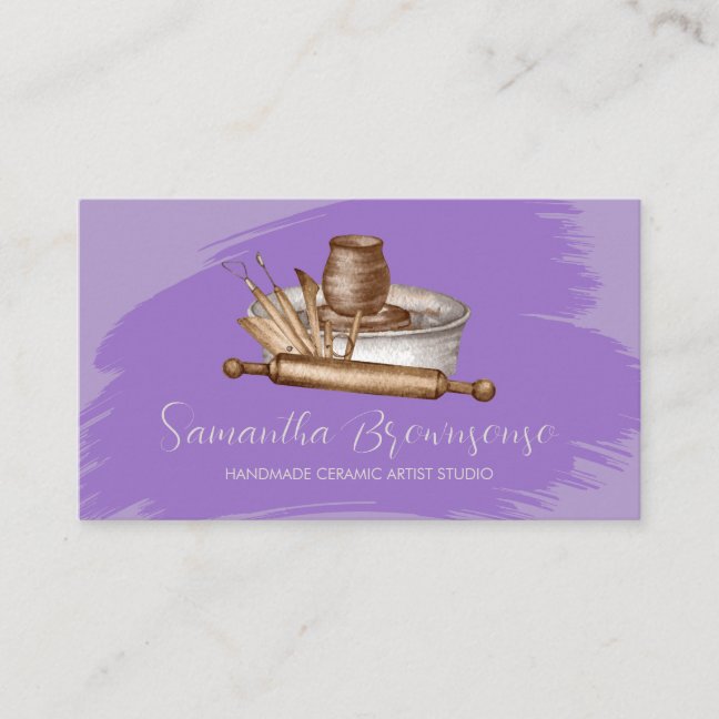 Purple Craft Shop Pottery Ceramic Clay Business Card