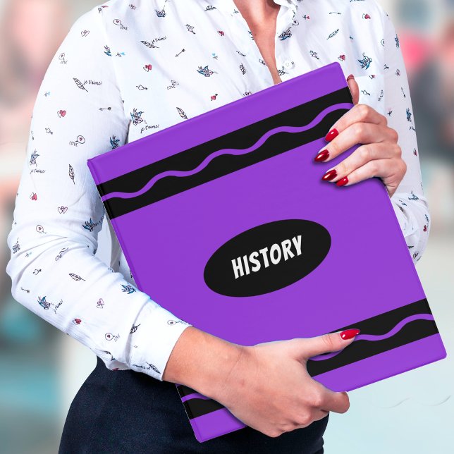 Purple Crayon History Class Student School Subject 3 Ring Binder (Purple Crayon History Student School Subject 3 Ring Binder)