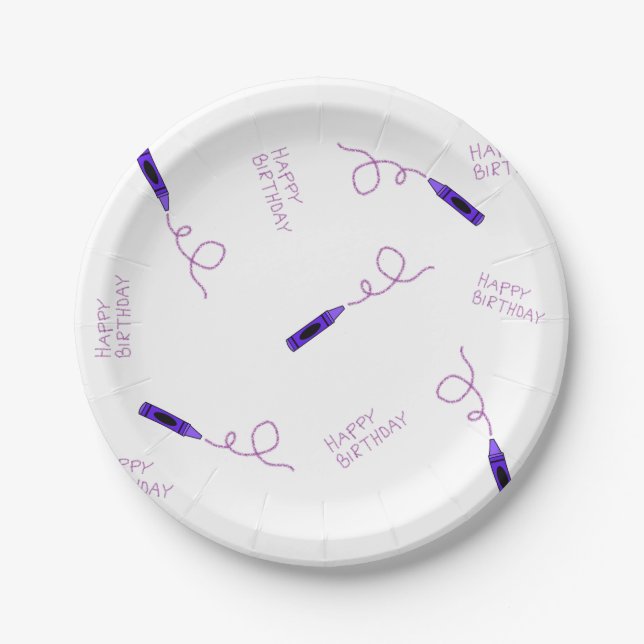 Purple Crayon  Paper Plates (Front)