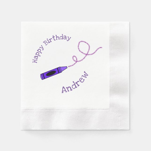 Purple Crayon Personalized  Napkins (Front)