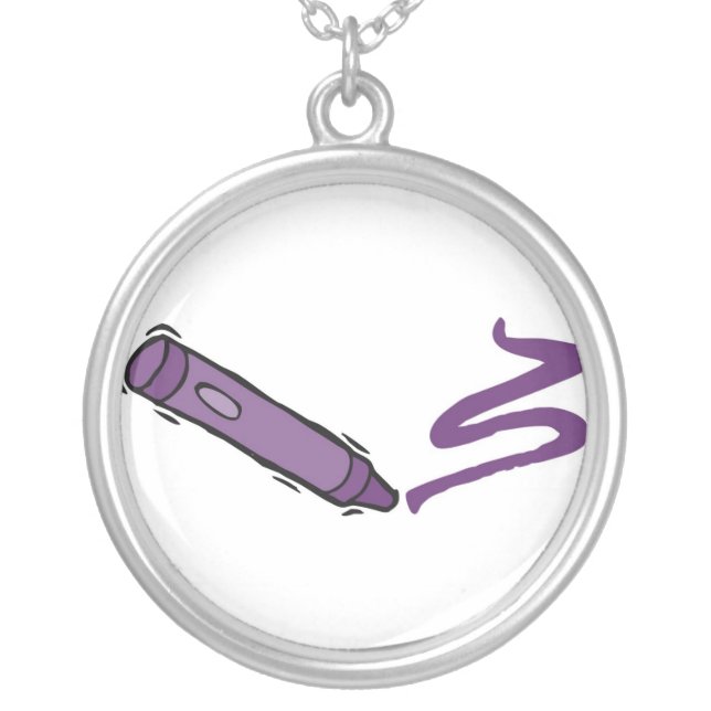Purple Crayon Silver Plated Necklace (Front)