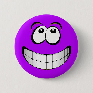 Purple Crazy Eyes Face Pinback Button