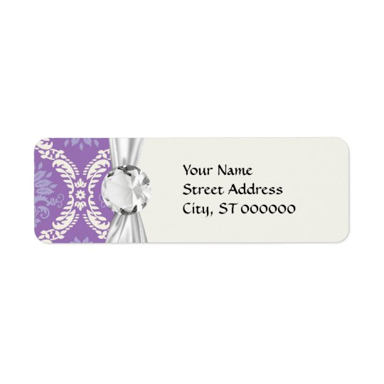 purple cream damask pattern label