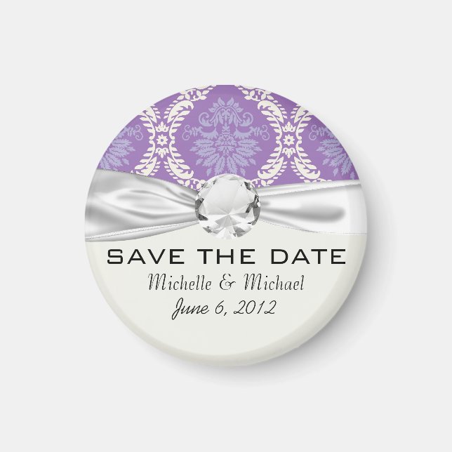 purple cream damask pattern magnet (Front)