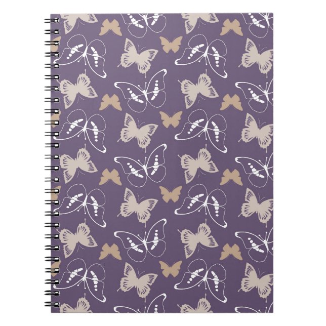 Purple Cream Flight of Butterflies Notebook (Front)