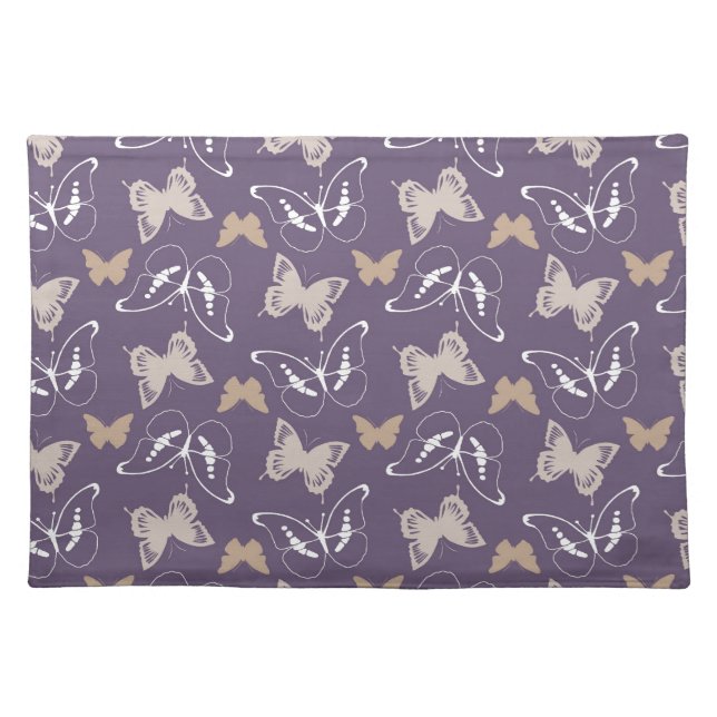 Purple Cream Flight of Butterflies Placemat (Front)