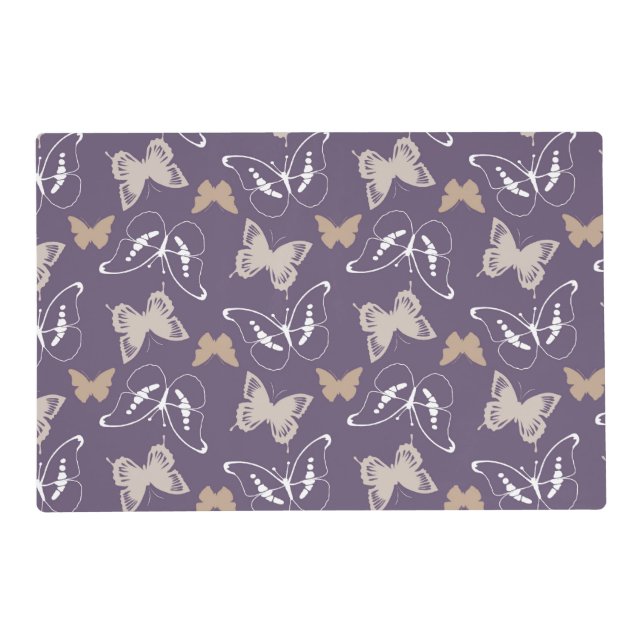 Purple Cream Flight of Butterflies Placemat (Front)