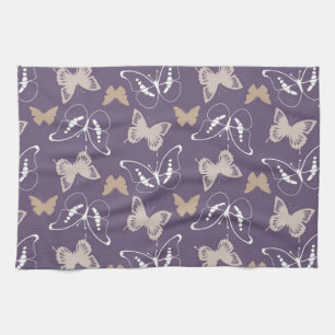 Purple Cream Flight of Butterflies Towel