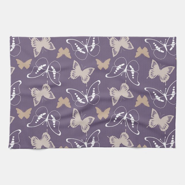 Purple Cream Flight of Butterflies Towel (Horizontal)