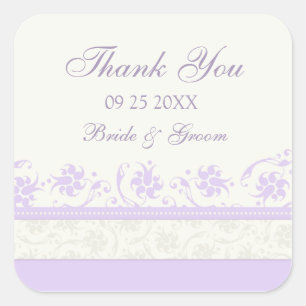 Purple Cream Floral Thank You Wedding Favor Tags