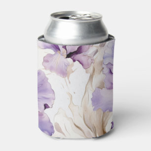 Purple Cream Iris Flowers Can Cooler