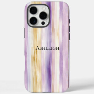 Purple Cream Iris Stripes iPhone 16 Pro Max Case
