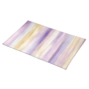 Purple Cream Iris Stripes   Cloth Placemat