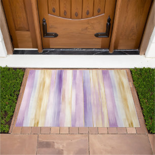 Purple Cream Iris Stripes Doormat