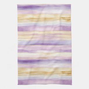 Purple Cream Iris Stripes   Kitchen Towel