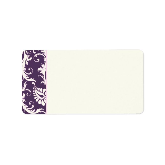 Purple, Cream, Pink Damask Address Label - Blank (Front)