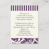 Purple, Cream, Pink Striped Damask Enclosure Card (Back)