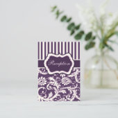 Purple, Cream, Pink Striped Damask Enclosure Card (Standing Front)