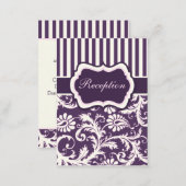 Purple, Cream, Pink Striped Damask Enclosure Card (Front/Back)