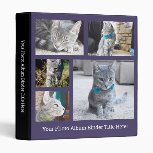 Purple Create Your Own Collage Personalized Photo 3 Ring Binder