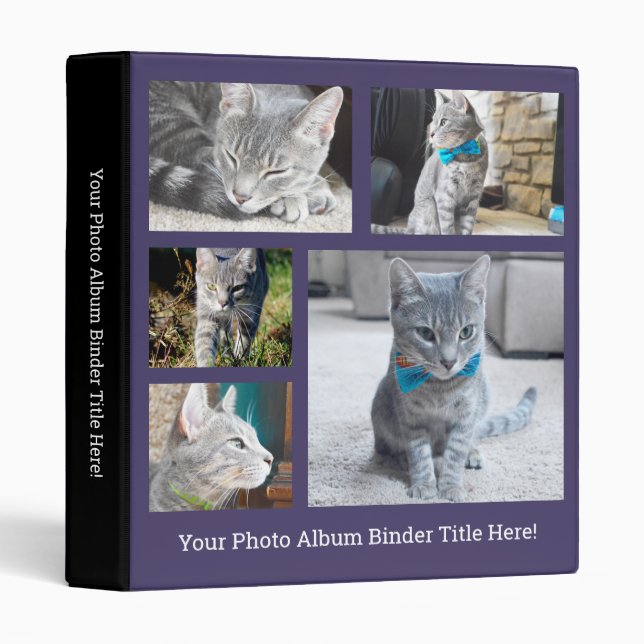 Purple Create Your Own Collage Personalized Photo 3 Ring Binder (Front/Spine)