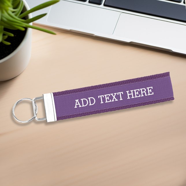 Purple Create Your Own - Make It Yours Custom Text Wrist Keychain (Personalize this wrist keychain with your own text - Custom lanyard keychain)