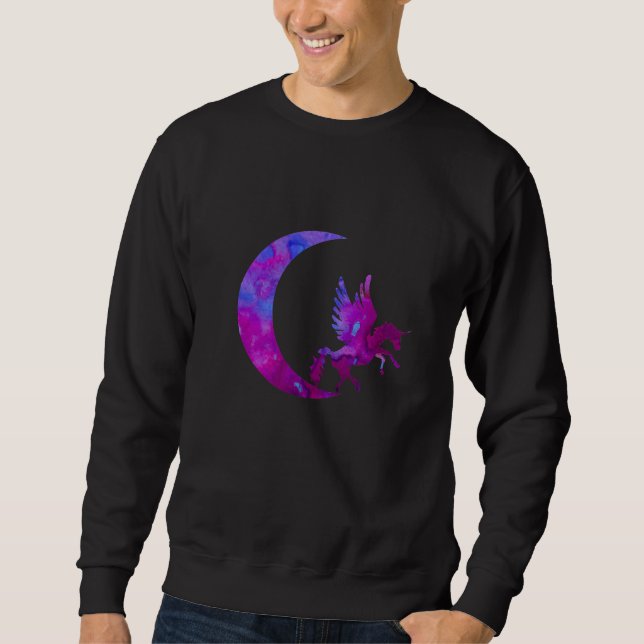 Purple Crescen Moon and Unicorn Sweatshirt (Front)