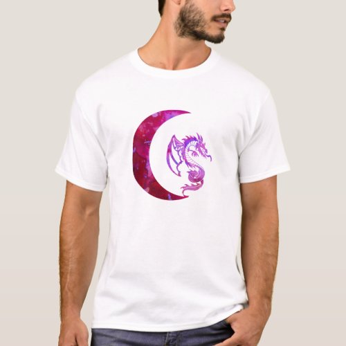 Purple Crescent Moon and Dragon T_Shirt