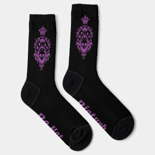 Purple Crest with Skull and Cardsuits Socks