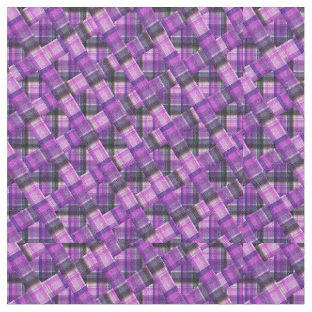 Purple Crisscross Checked Tartan Design, Fabric (Close Up)