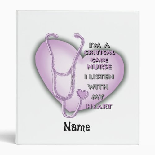 Purple Critical Care Nurse custom name binder