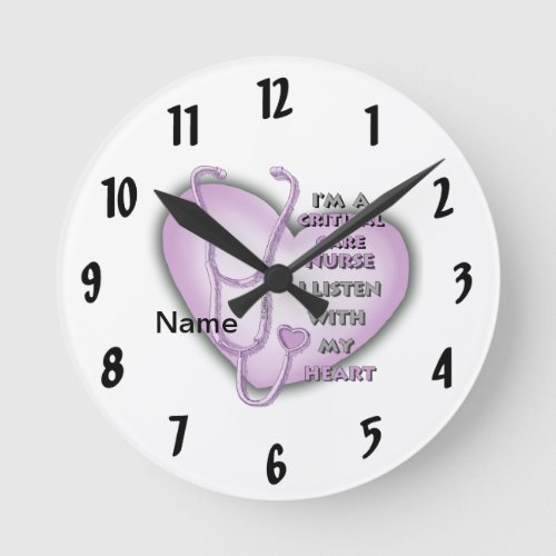 Purple Critical Care Nurse custom name clock