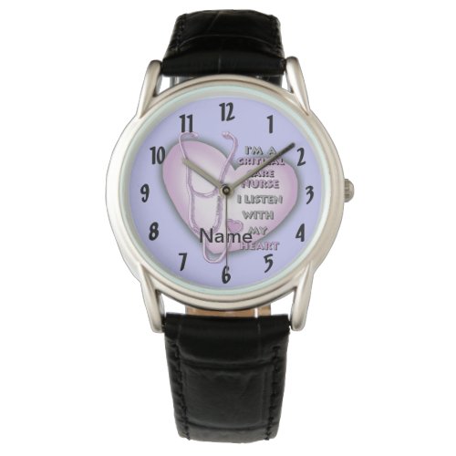 Purple Critical Care Nurse custom name Watch