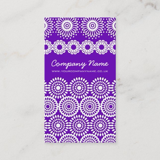 Purple Crochet Lace Flowers Business Card (Front)