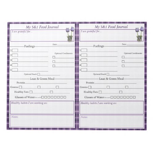 Purple Crocus 5 _ 1 Food Journal Pages Notepad