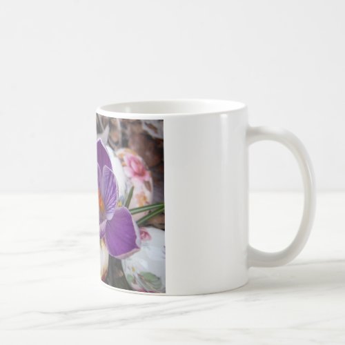 Purple Crocus and Floral Easter Eggs Coffee Mug